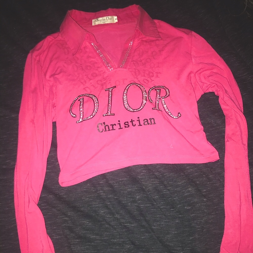 CHRISTIAN DIOR Long Sleeve Cropped Top